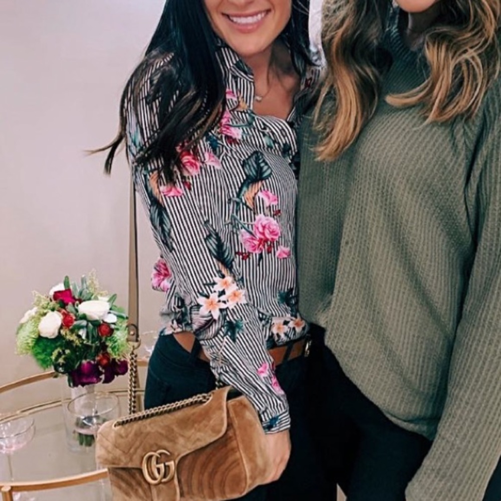 Button down, striped, floral top!